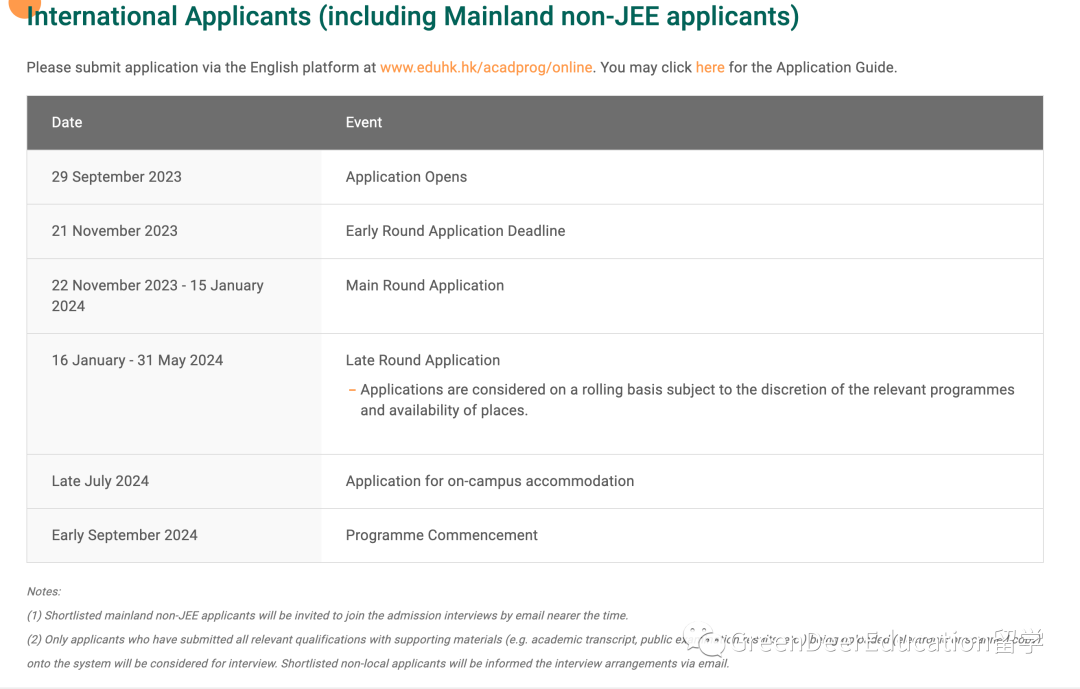 GreenDeer24年秋申请季｜香港院校申请时间