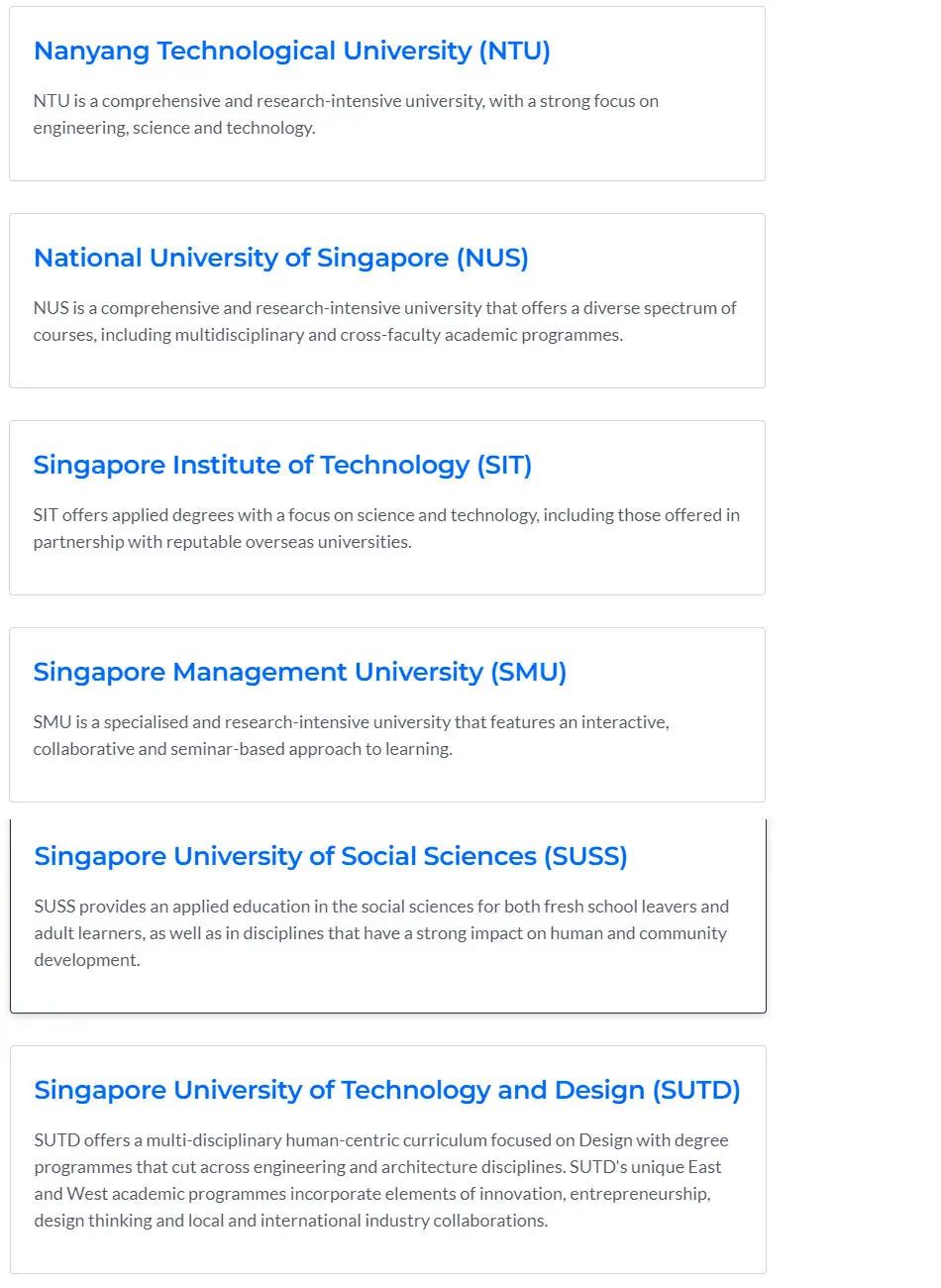 想去新加坡留学，这些院校类型你都了解吗？都有哪些大学？