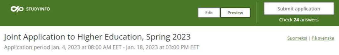 2024留学芬兰春季联合申请：如何填写Studyinfo申请表？
