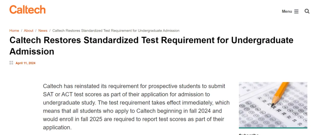 美本 | Test-Optional时代结束？哈佛、加州理工学院官宣恢复标化成绩要求