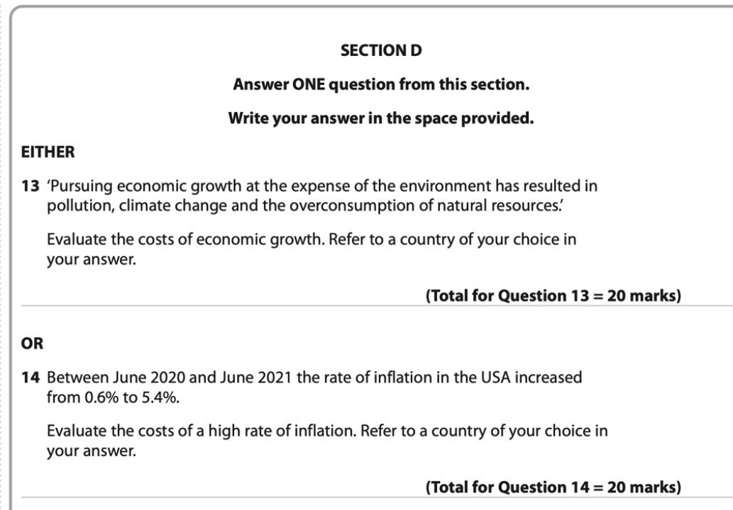 EDEXCEL 经济 U2 Cost of inflation and economic growth