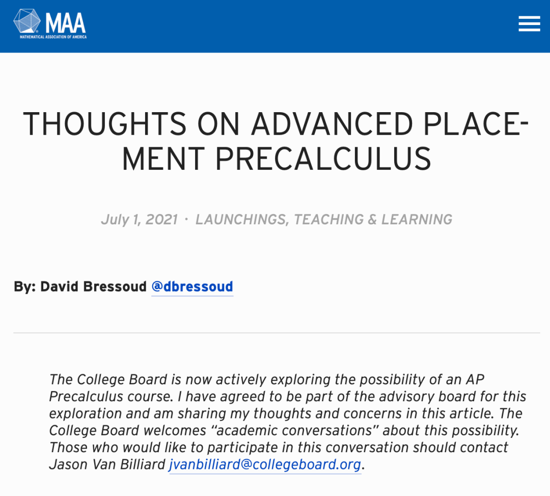 AP Precalculus: 叫我以实玛利