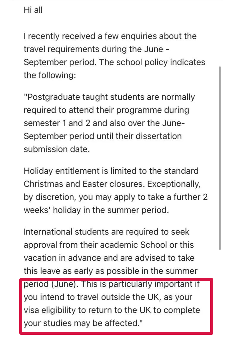 什么？！英国禁止一年制硕士暑期回国或离境旅游！凭啥？