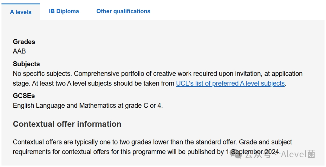 UCL QS专业排名头部学科领域2025入学ALevel/IB要求