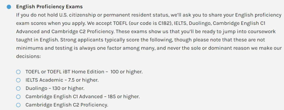 加州理工、康奈尔多邻国最低要求130分，附美国TOP30综合性大学语言类考试政策！