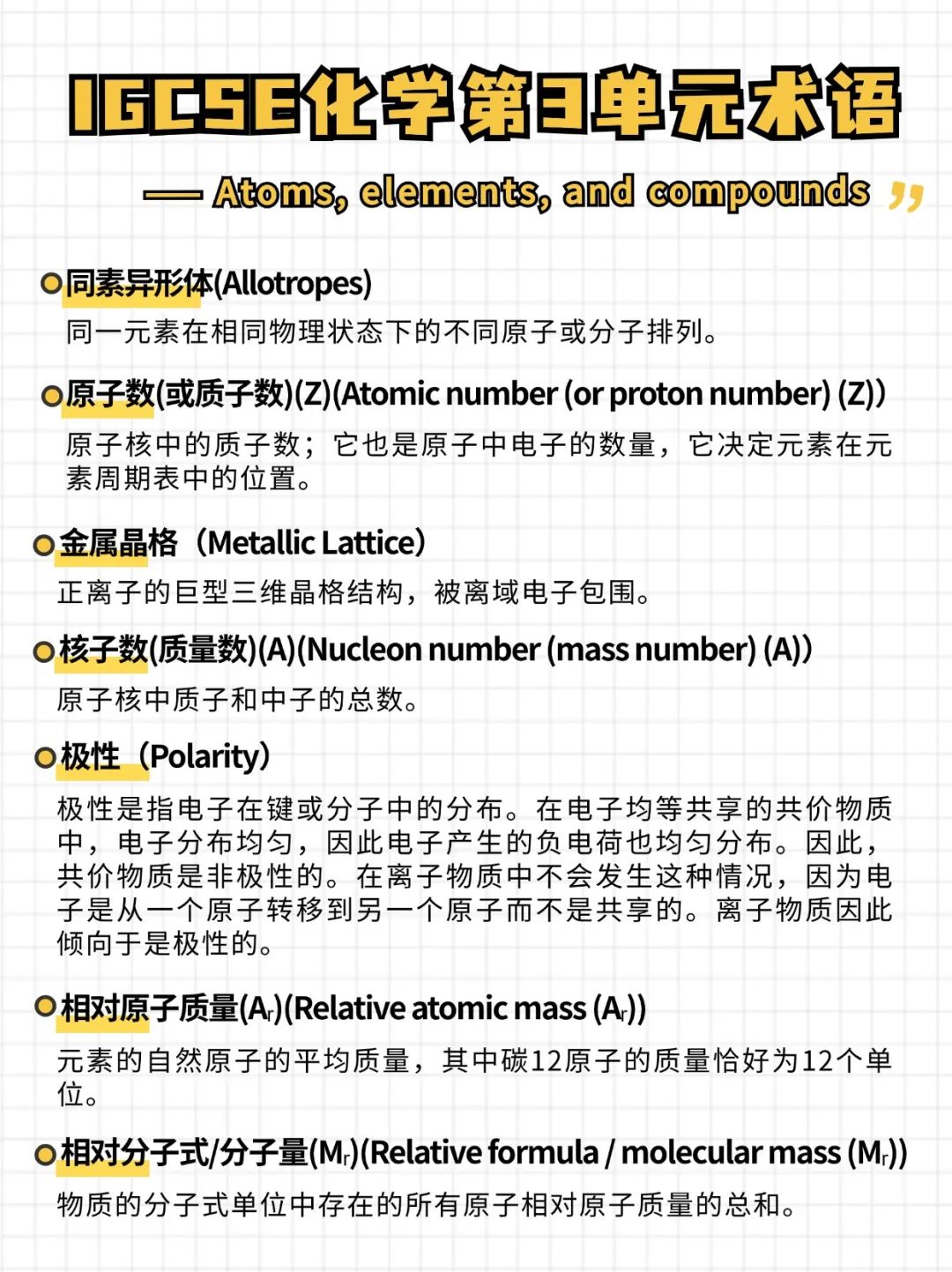 打破信息差！IGCSE化学新纲单元「重难点」总结！