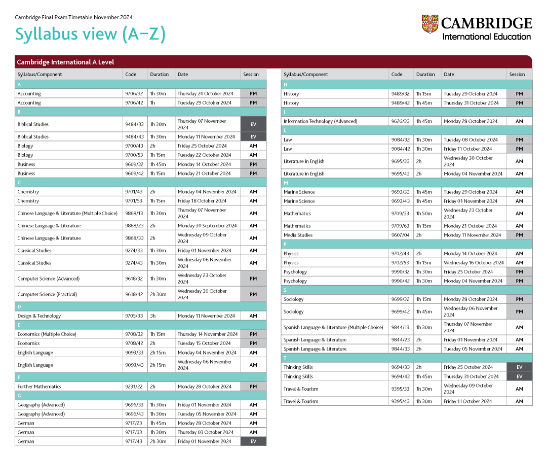 2024年IGCSE/ALevel秋季大考时间安排 | CAIE&爱德思/AQA考试局！